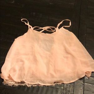 Light Pink Blouse with Lace Up Back